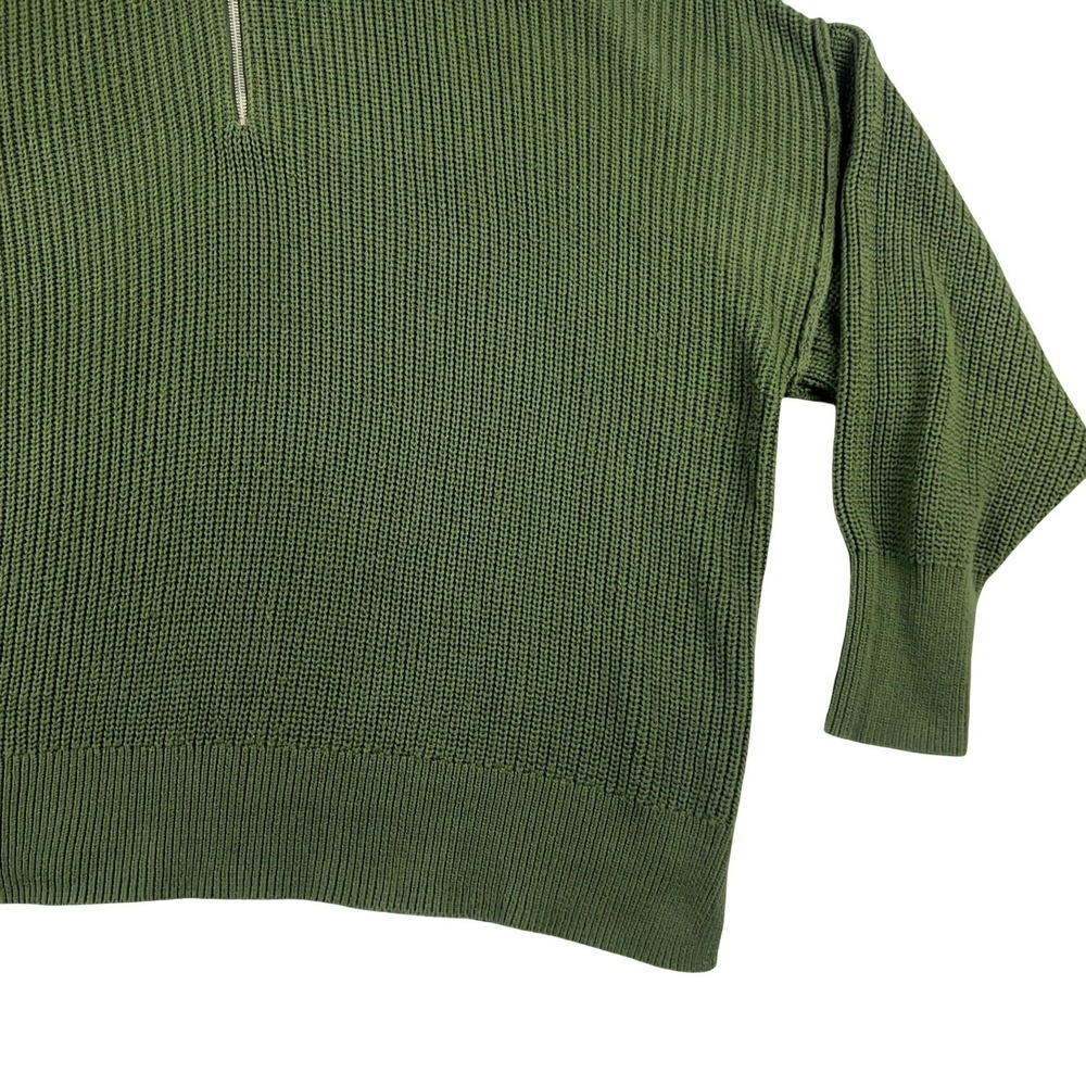 Torrid Quarter Zip Sweater Womens 3 Green Ribbed Knit Oversized Mock Neck - Picture 4 of 11